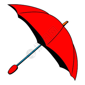 卡通红色雨伞矢量插图图片