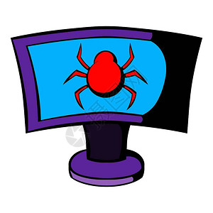 卡通风格电脑感染病毒矢量设计插图背景图片