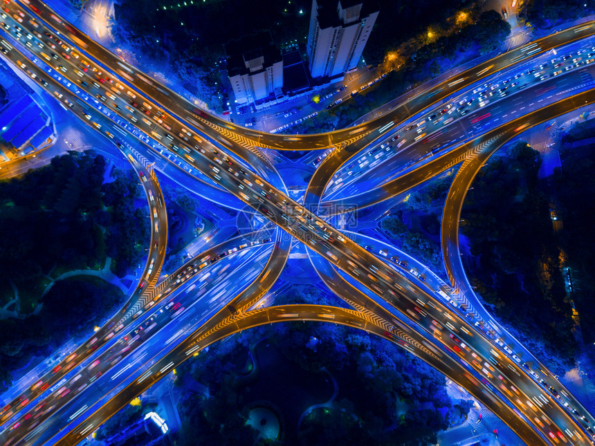 上海市高速公路夜景建筑结构概念图片