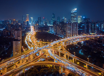 上海市高速公路夜景建筑结构概念背景图片