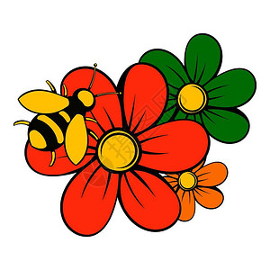 卡通风格采蜜的蜜蜂矢量图图片
