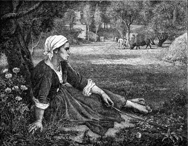 女孩养牛JulesBreton著1873年玛加辛皮托雷斯克图片