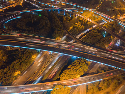 上海市高速公路夜景建筑结构概念背景图片