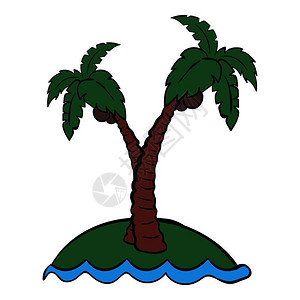 岛叶卡通风格棕榈树矢量插图插画