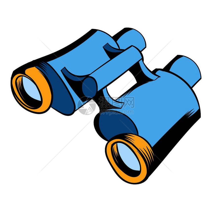 卡通风格蓝色望远镜矢量插图图片