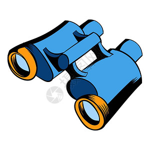 卡通风格蓝色望远镜矢量插图图片