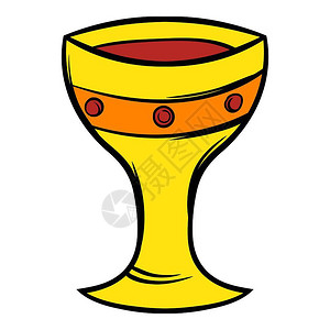 魔术杯子素材卡通风格黄色圣杯矢量插图插画