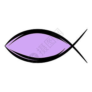 卡通风格中的鱼符号图标孤立矢量插图鱼符号标卡通图片
