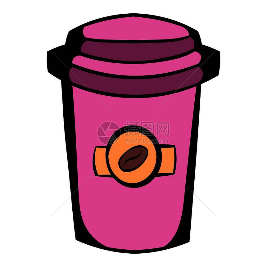 卡通风格粉色咖啡杯矢量插图图片