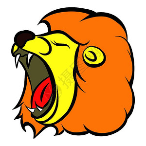 纹章动物卡通风格狮子头矢量插图插画