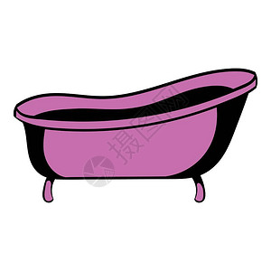 卡通风格紫色浴缸矢量插图背景图片