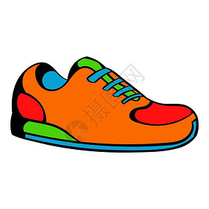 卡通风格橙色运动鞋矢量插图图片