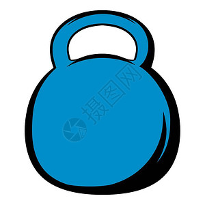 蓝色奶壶卡通风格蓝色壶铃矢量插图插画