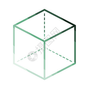 平面广场插图带有投影图标的立方体平面彩色梯子设计矢量说明背景