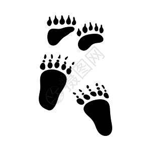 棕熊脚印黑色轮廓设计矢量说明图片
