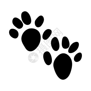 小爪印对话框Otter脚印黑色轮廓设计矢量说明背景