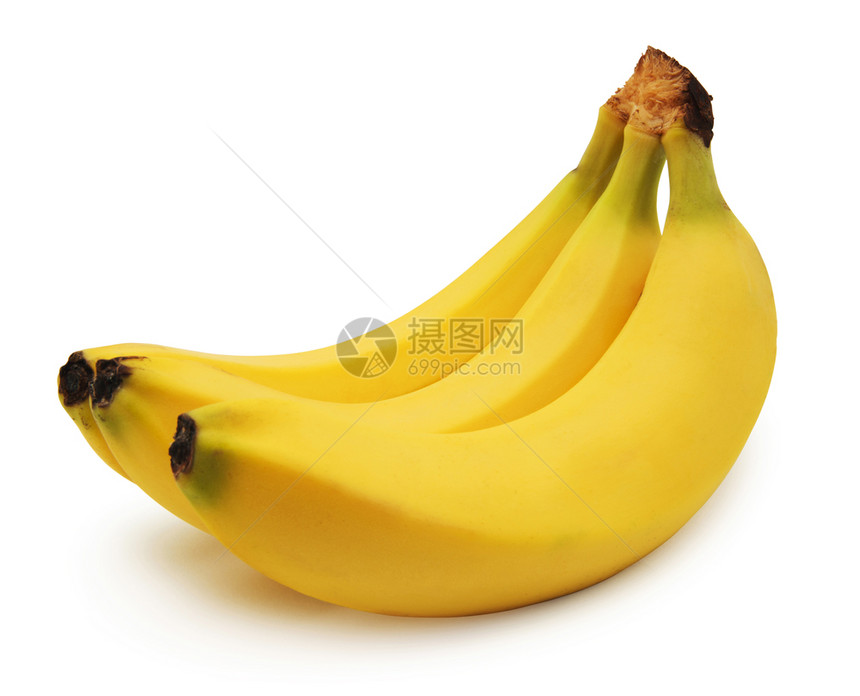 一群被白种背景孤立的香蕉图片