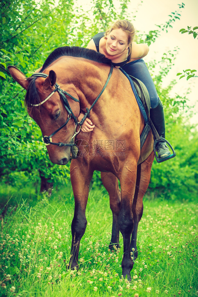 骑马的动物理念坐在上拥抱它的年轻女拥抱和的年轻女拥抱和坐在马的年轻女图片