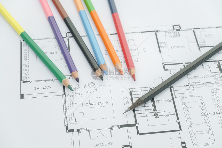 现代房屋建筑图画的颜色和材料样本图片