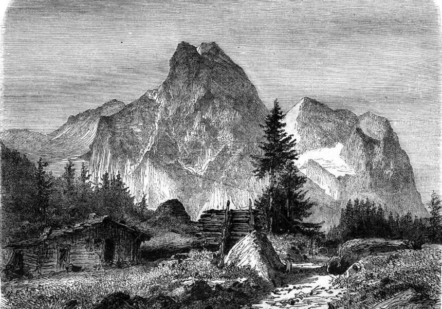 瑞士罗森劳伊冰川187年MagasinPittoresque图片