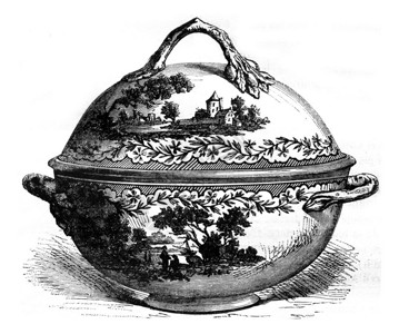 Valenciennes工厂的瓷碗187年的MagasinPittoresque背景图片