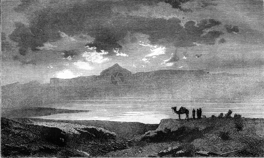 奥兰附近佩克湖和泰萨拉187年马加辛皮托罗尔克刻有古老的插图图片