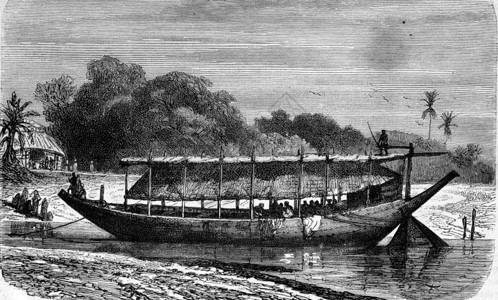 恒河上的一艘船180年的马加辛皮托罗克图片