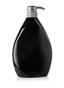 白色和剪切路径隔离的黑色整形塑料瓶图片