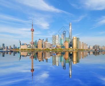 在上海市心蓝天国亚洲智能城市的金融区和商业中心图片