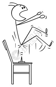 当我清理时矢量卡通棒图绘制概念说明当坐在拇指上时或椅子会弹起的人坐在缩略图上或画平的人矢量卡通放在椅子上插画