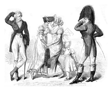 避孕套的难堪摘自时髦的古老刻画插图专辑MagasinPittoresque182年背景