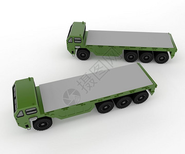 这是两辆军用级中型重车辆的一幅图象用于将材料从地点运输到放矢量彩色图画或插背景图片