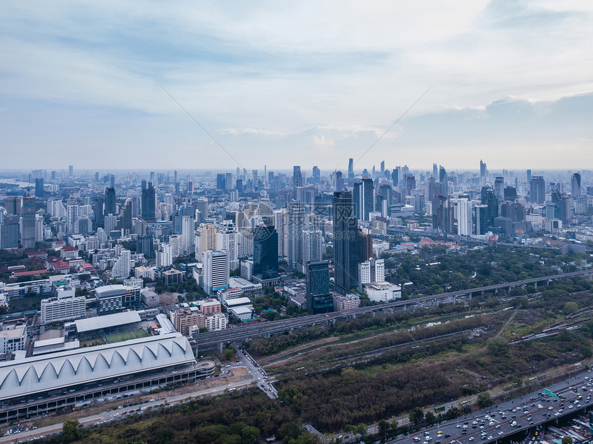 Rama9号公路新生物多样公约泰国曼谷市中心亚洲智能城市金融区和商业中心Skycraper和高楼大图片