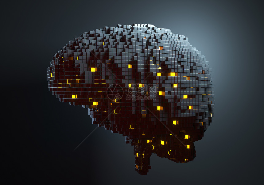 人工智能概念3D插图人工智能大脑图片