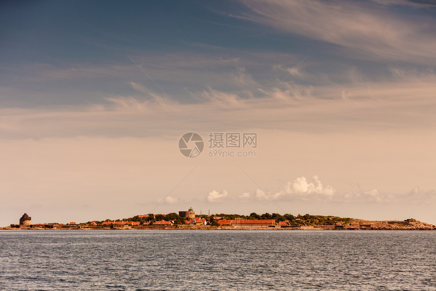 丹麦波罗的海欧洲Bornholm岛附近福堡海军要塞图片