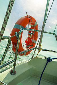 海洋浮标救护红色生艇船背景