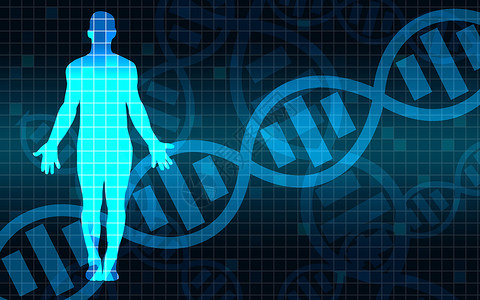 具有DNA结构的人体3D转化图片