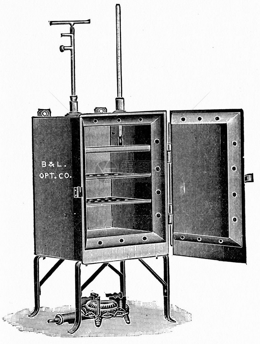 双壁热气消毒器旧式刻画插图图片