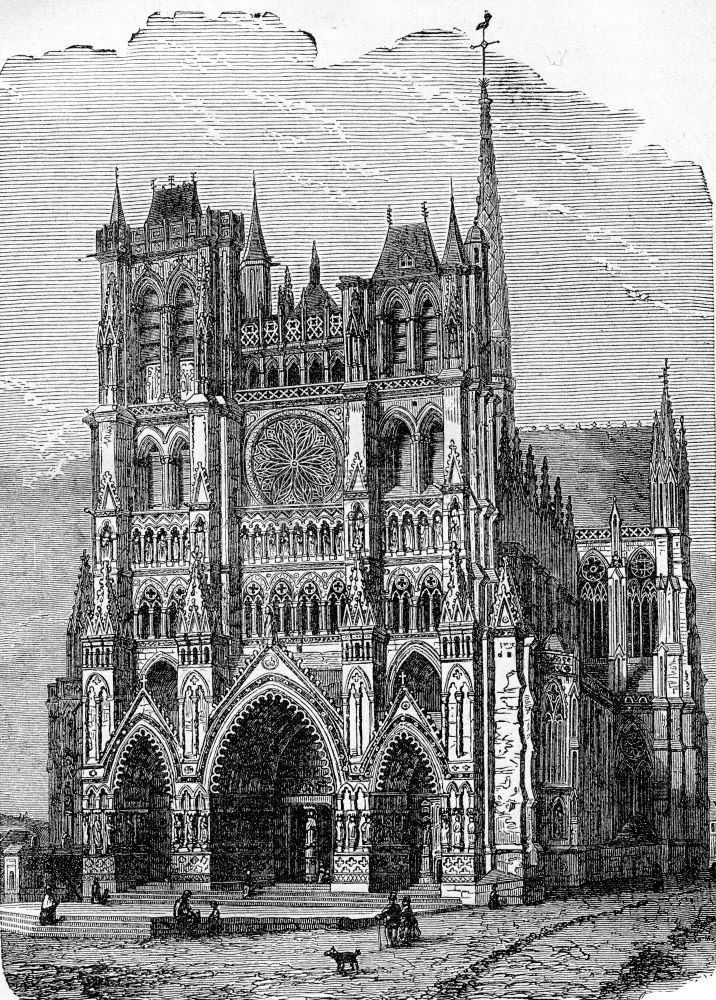 AmiensCathedralVintage雕刻的插图工业百科全书EOLami1875图片