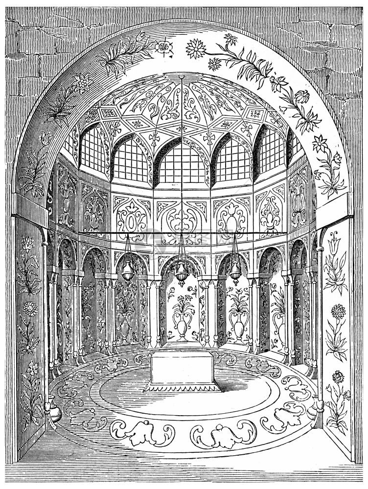 AbbasII十七世纪的墓穴在Isfahan古代刻字插图工业百科全书EOLami1875图片