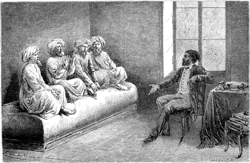 第一次采访德黑兰Tartar慢速朝圣者Sunni刻有古老的插图世界之旅行日报1865年图片