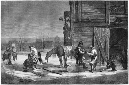 莫斯科郊区的铁匠里加刻有古老的插图世界之旅行日报1865年图片