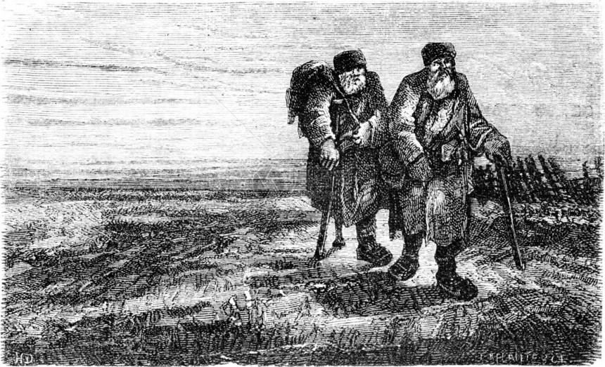 Tauroggen附近公路上的两名农民世界旅游行日报1865年图片