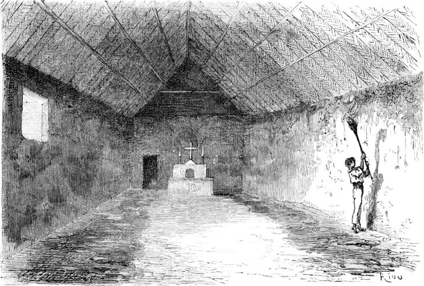 在TierraBlanca教堂内刻有古老的插图世界之旅行日报1865年图片