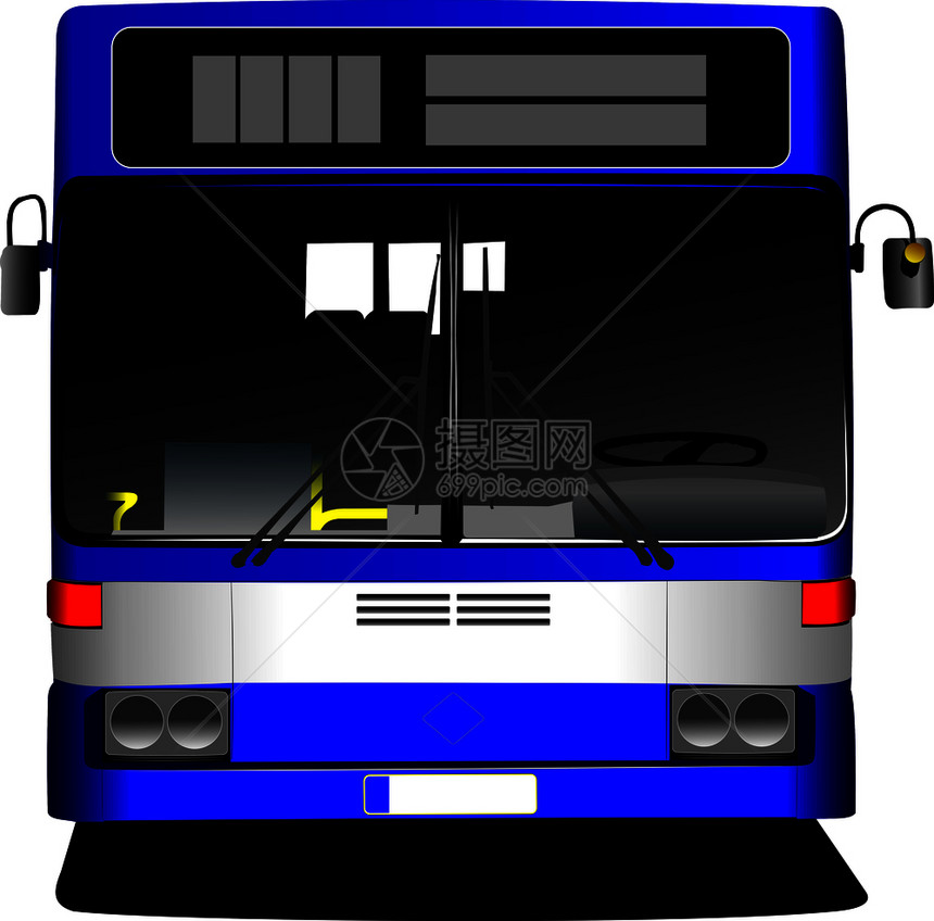 蓝城市公共汽车矢量插图图片