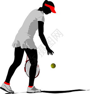 女子网球彩色矢量插图图片