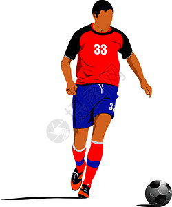 足球运球足球soccer玩家设计师的彩色矢量插图插画