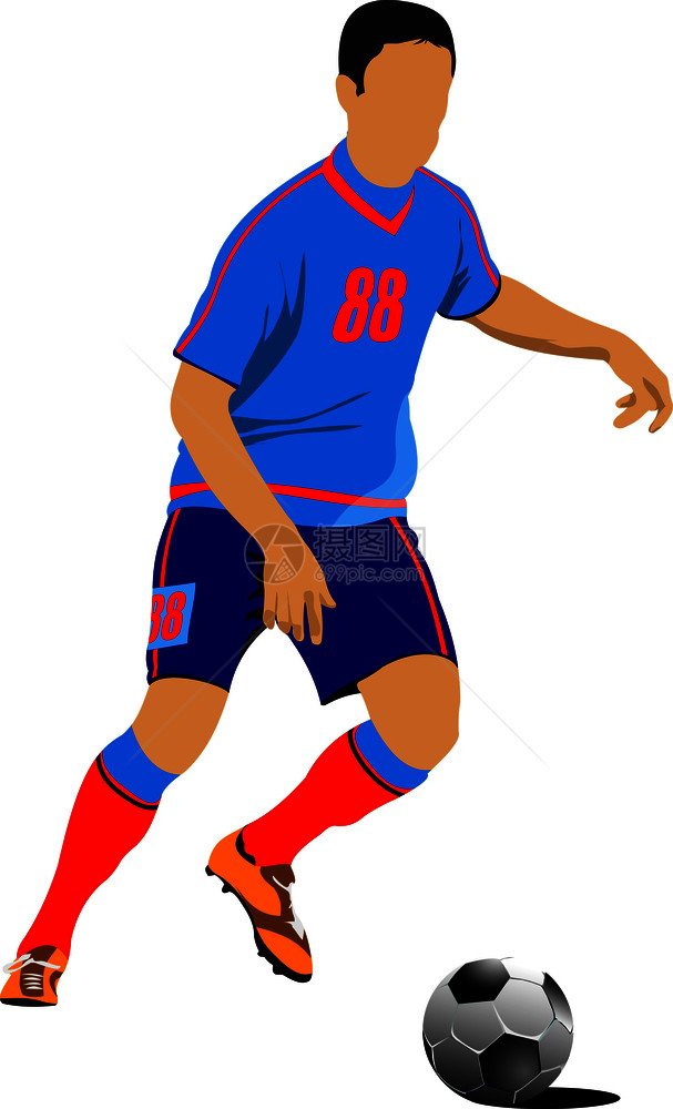 足球soccer玩家设计师的彩色矢量插图图片