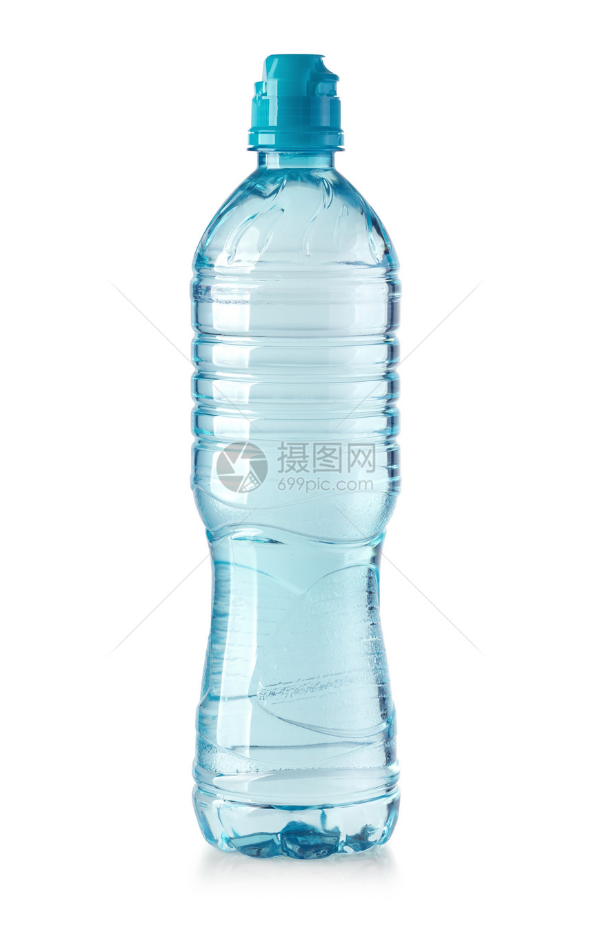 白色的塑料水瓶与白隔绝有剪切路径图片
