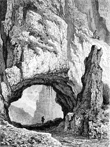 山区的自然桥梁古代刻画图世界之旅行杂志1872年图片